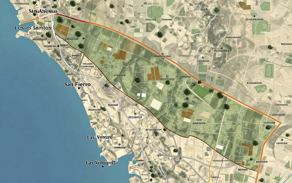 Mapa completo do estado de San Andreas