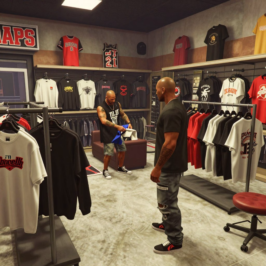 Opções de roupas e tatuagens no jogo